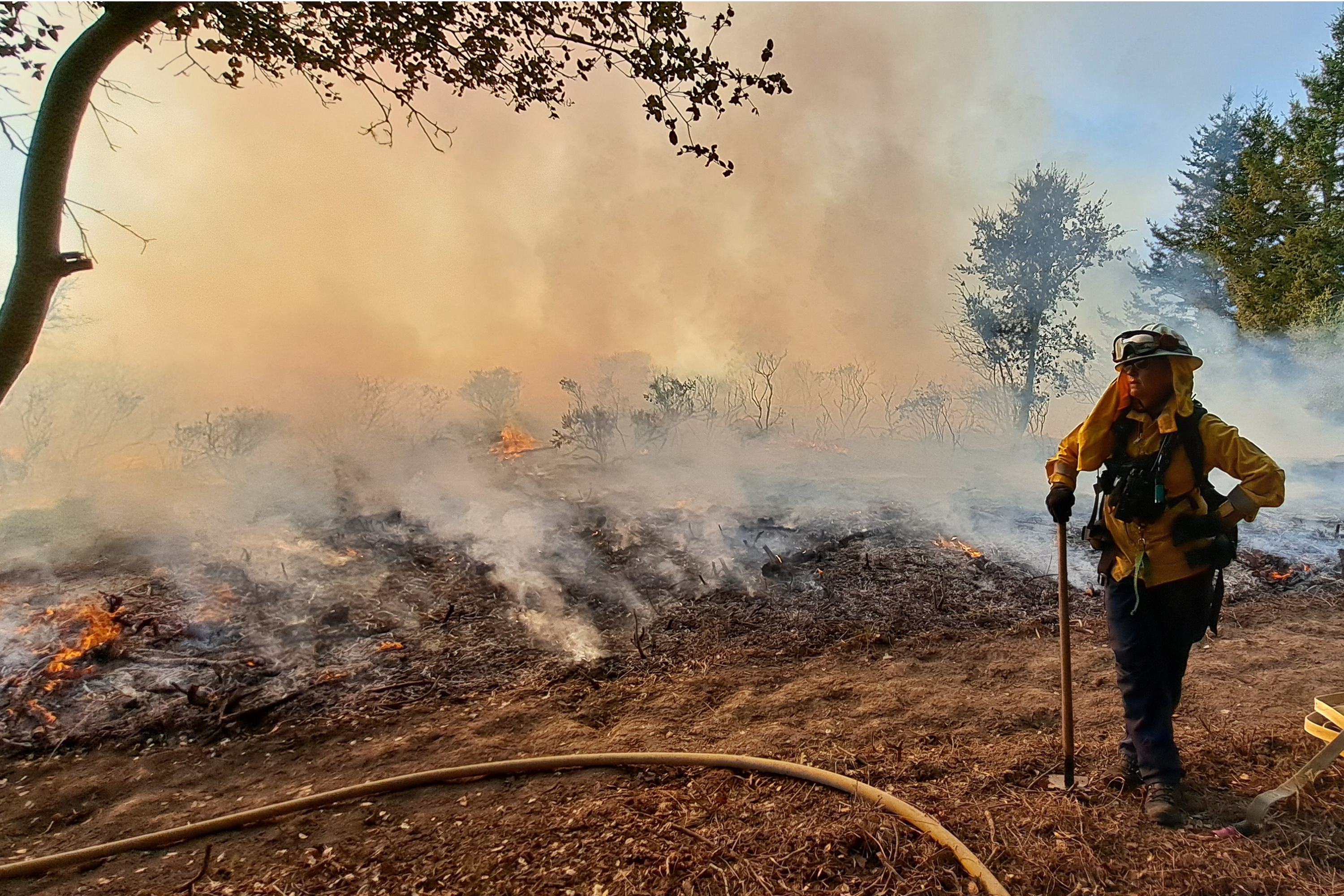 State Park Burn Boss Standing by Prescribed Fire